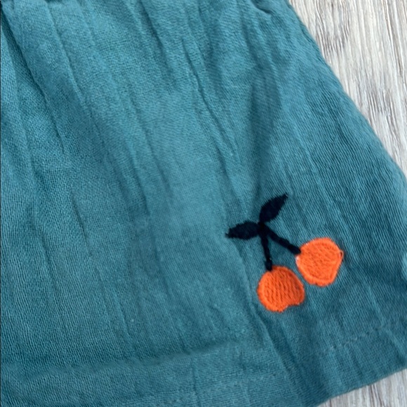 Kids Green Shorts with Embroidered Detail - Picture 2 of 4